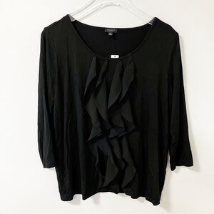 🔻 Talbots | Black Ruffle Blouse 1X